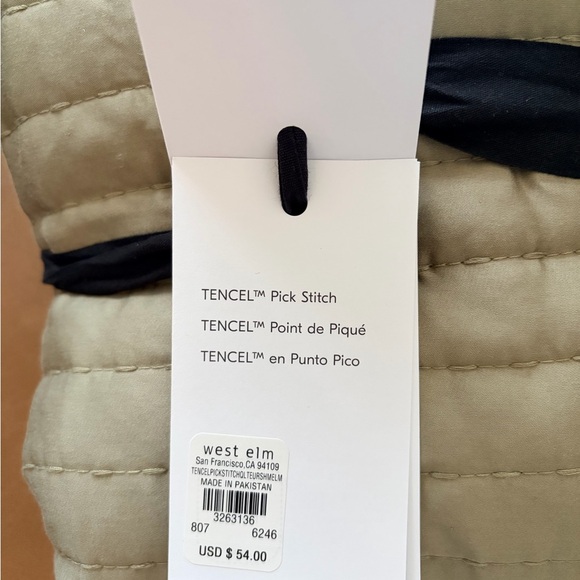 NWT West Elm Tencel Pick Stitch Euro Sham - Set of 2 - Picture 3 of 3